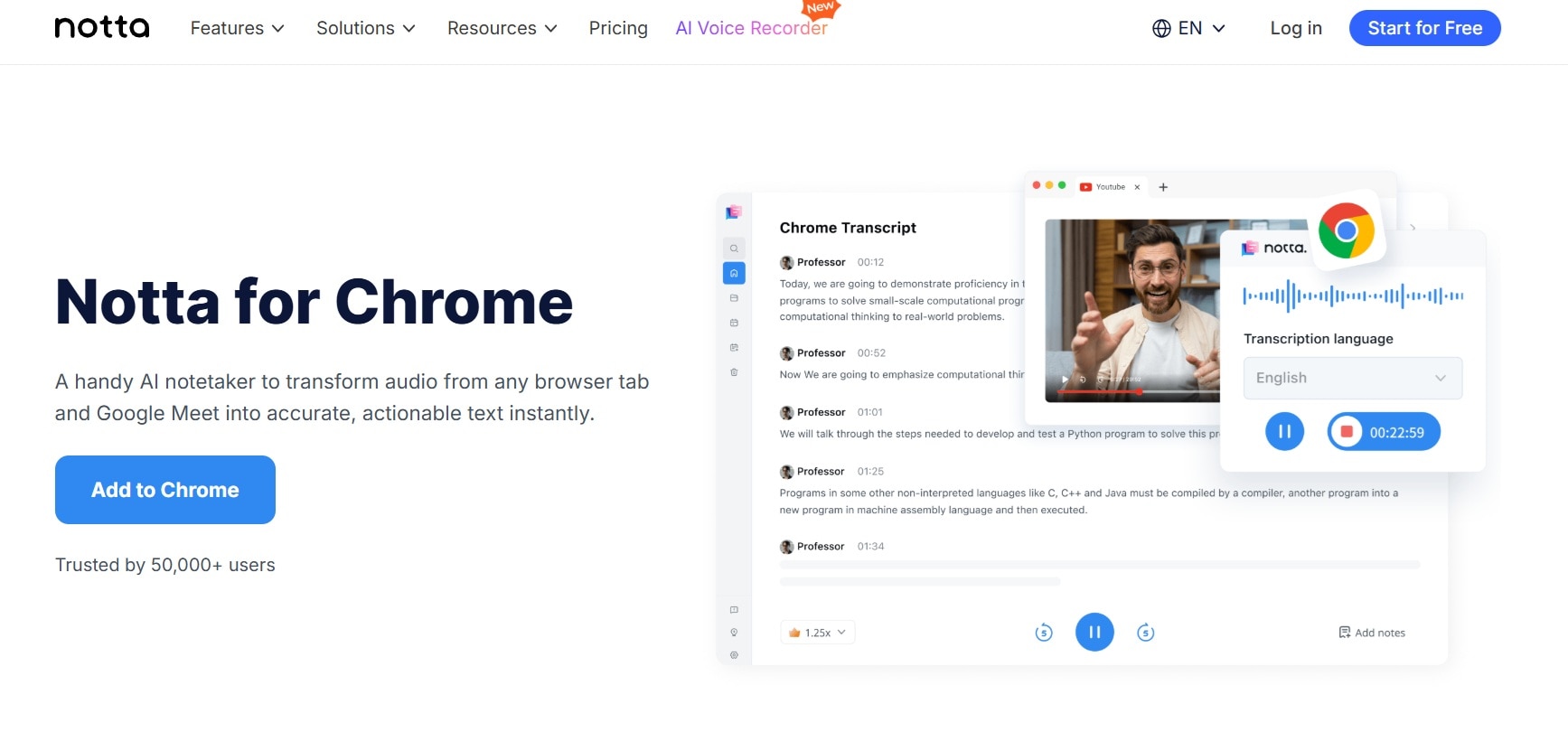 notta chrome transcribe facebook videos