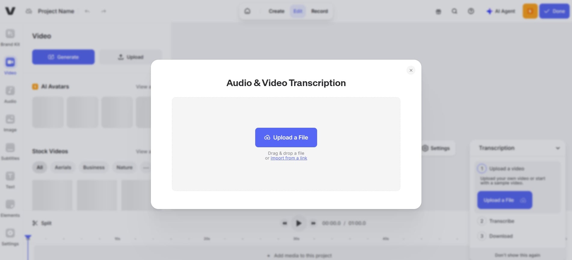veed io transcribe facebook videos