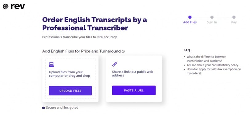 rev  transcribe facebook videos