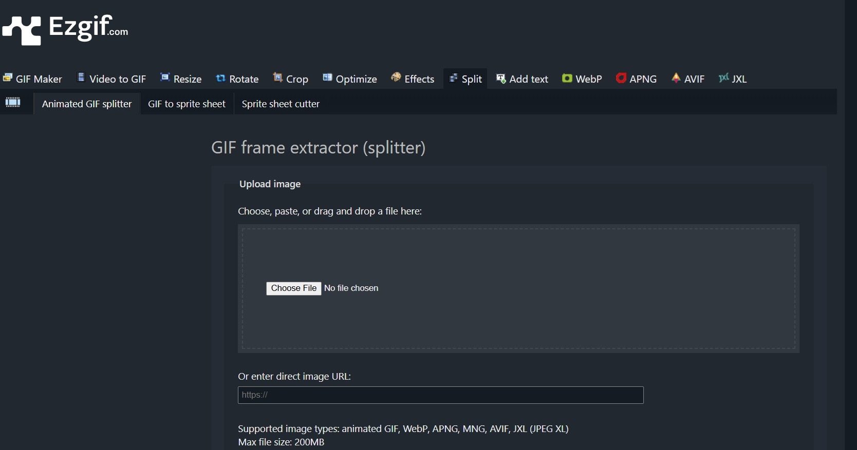 ezgif splitter online upload files