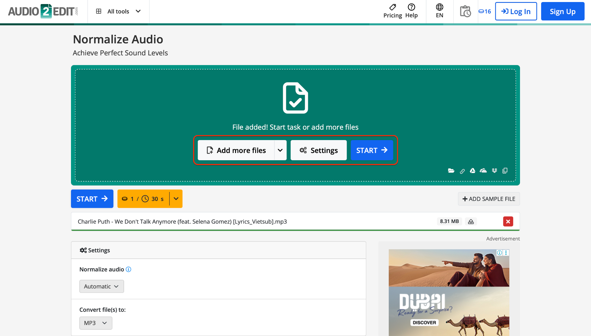 upload your file