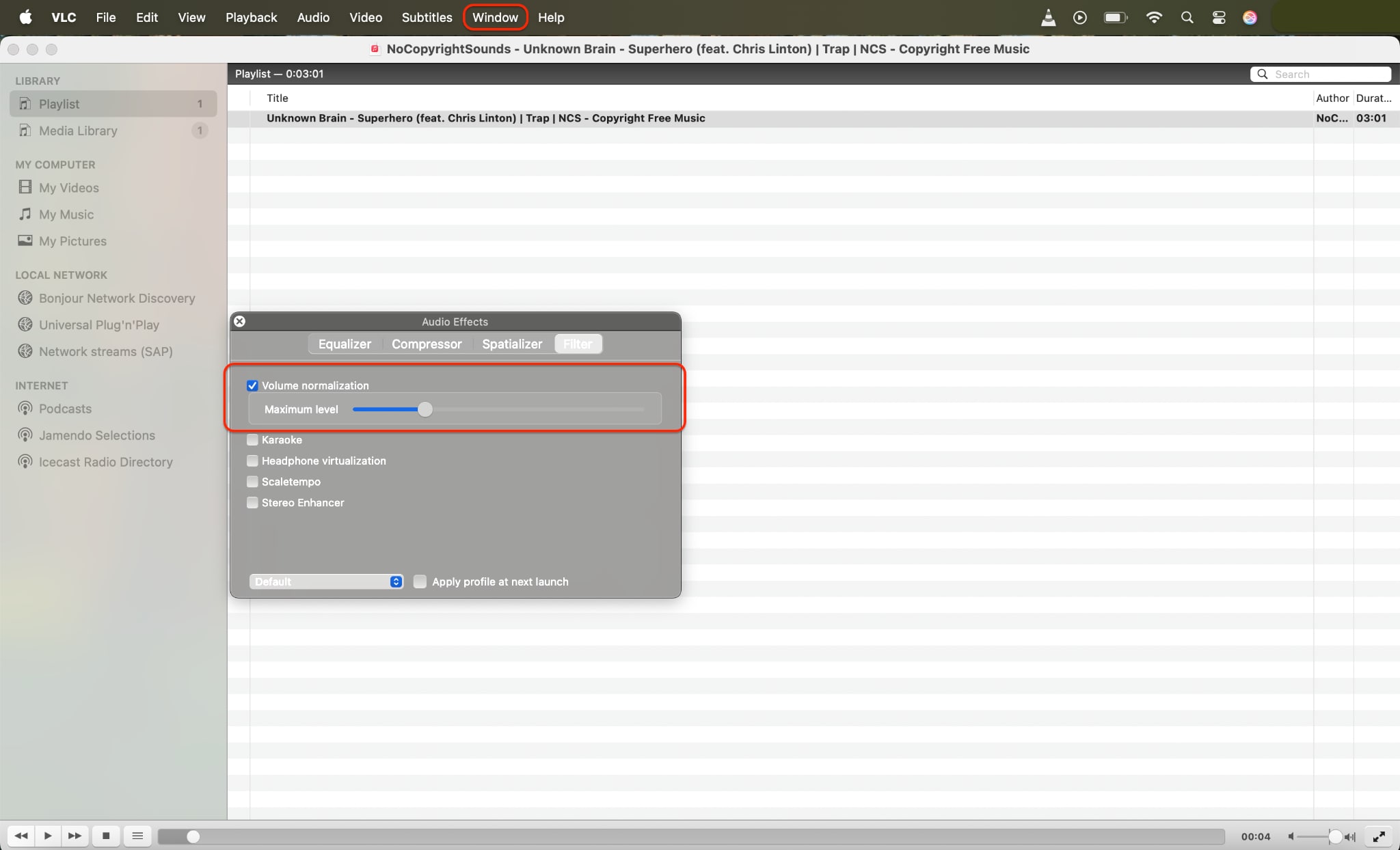 enable volume normalization