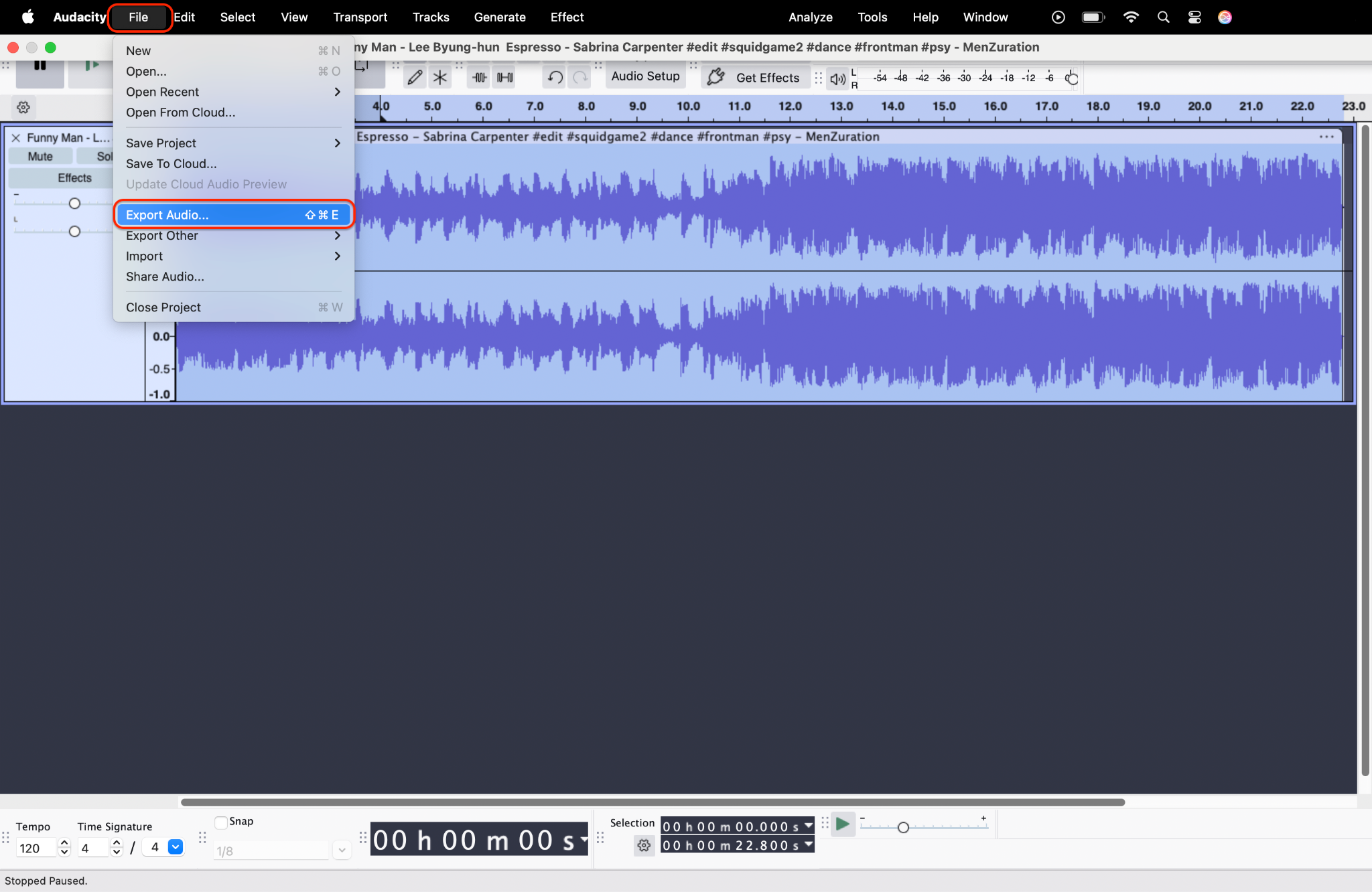export your normalized audio