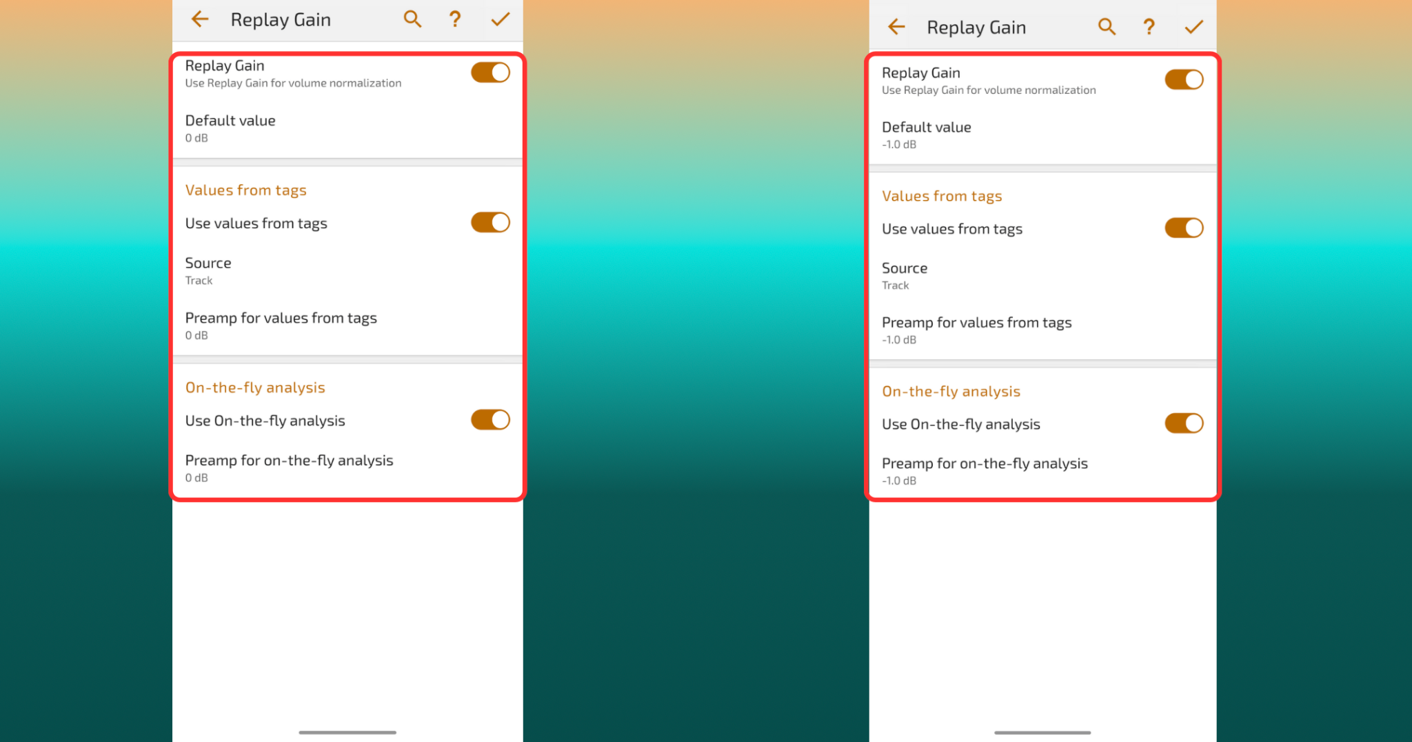 change the default values and enjoy your audio