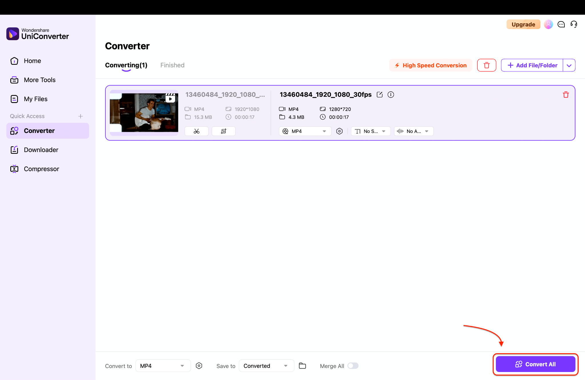 export the compressed video
