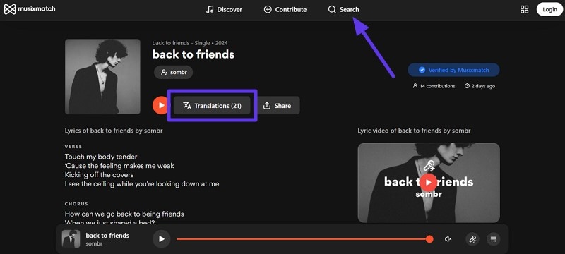 translate language songs lyrics