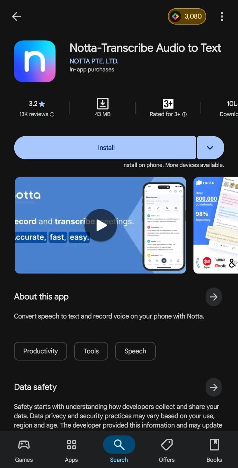 notta mobile app