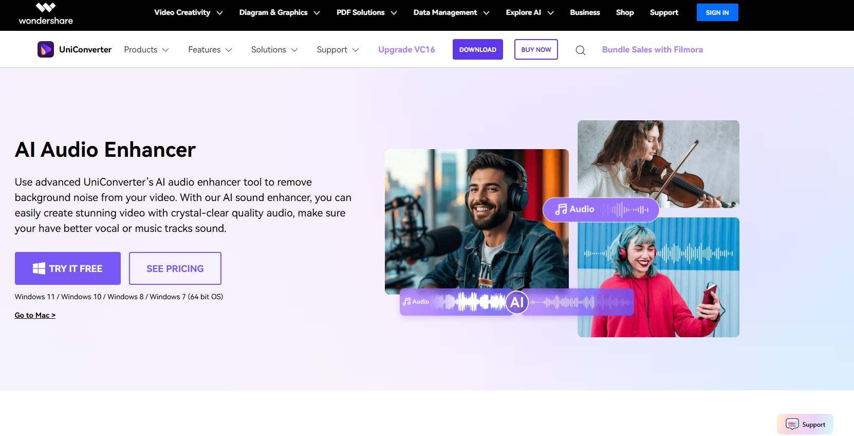 wondershare uniconverter ai audio enhancer