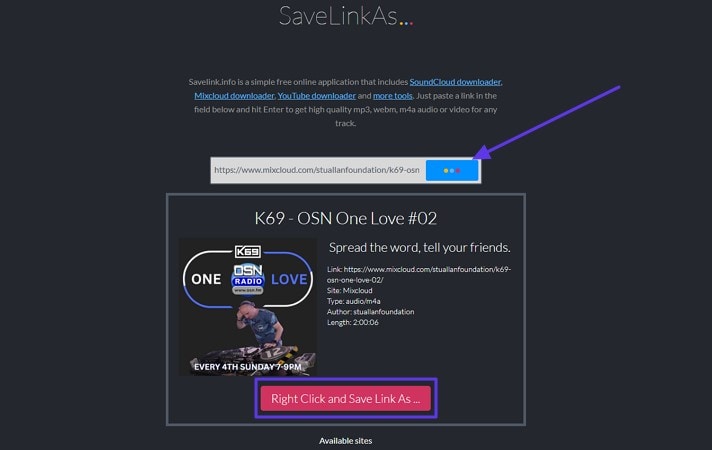 download mixcloud as mp3 using savelink.info