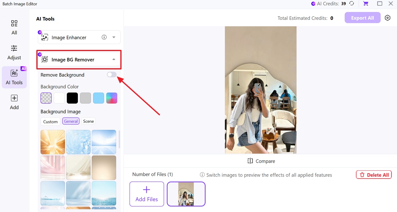 enable remove background feature