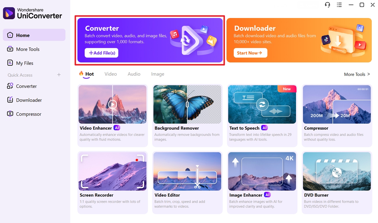 launch uniconverter converter tool
