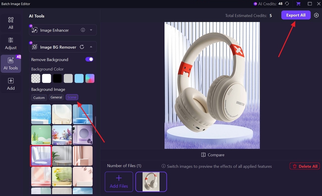 add suitable background and export