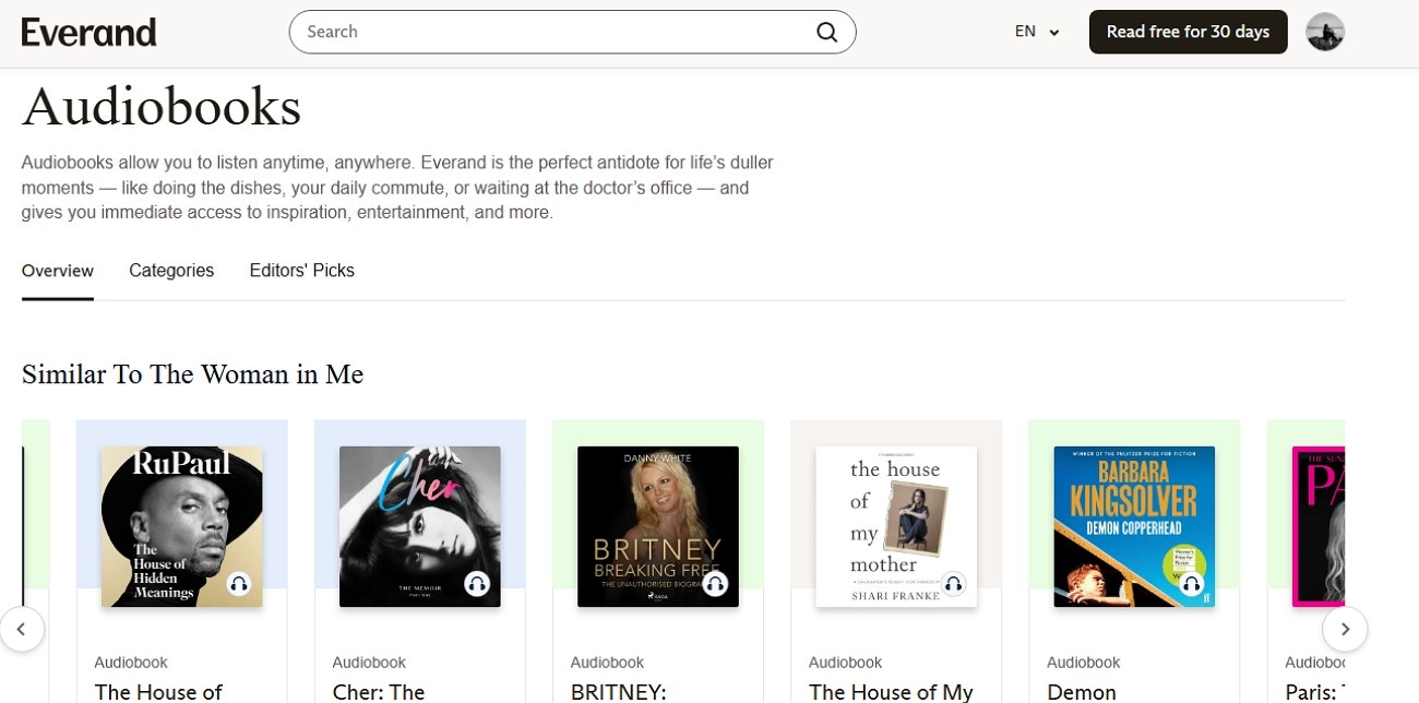 everand sites like audible