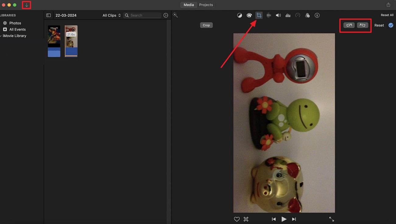 access crop feature and flip video