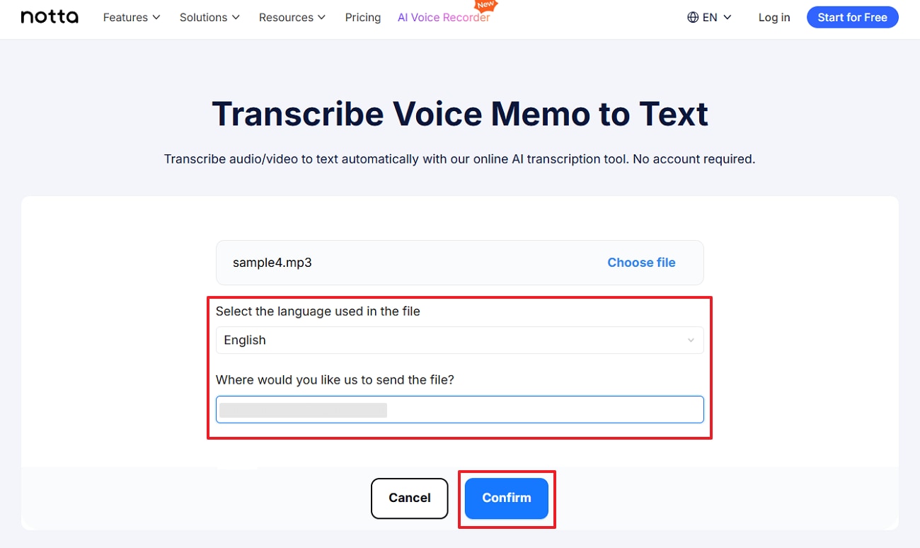 select language and location hit confirm