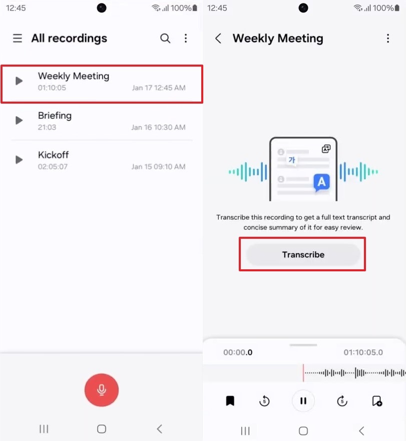 transcribe voice memo