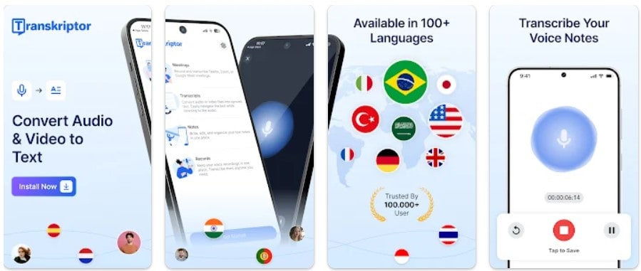 transkriptor ios android phone