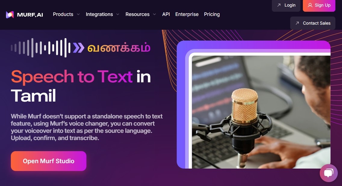 murf.ai tamil voice typing online tool
