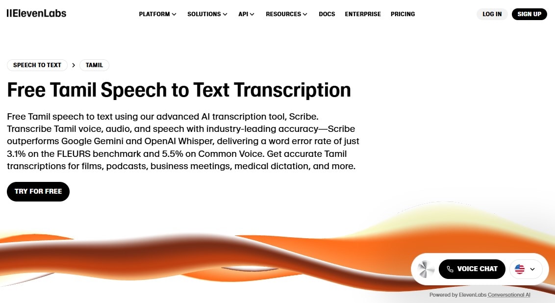 speech to text tamil elevenlabs