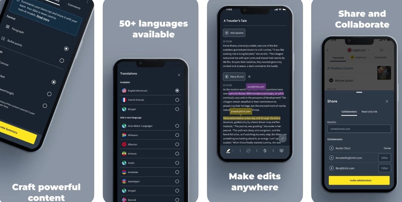 trint podcast transcription app