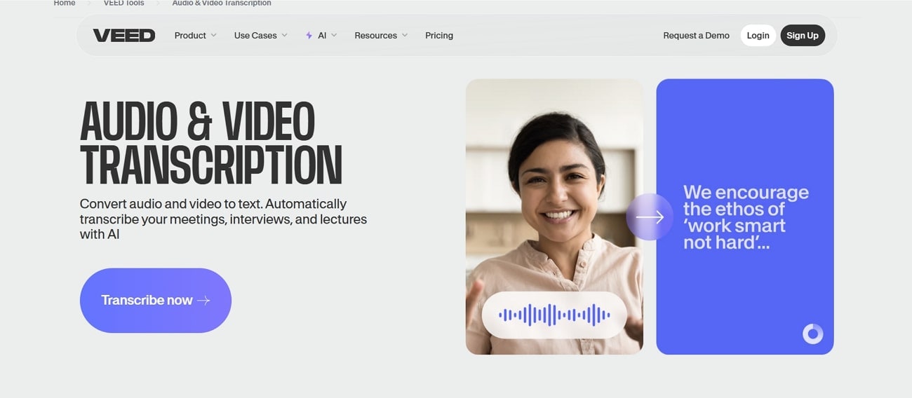 veed io podcast transcription online