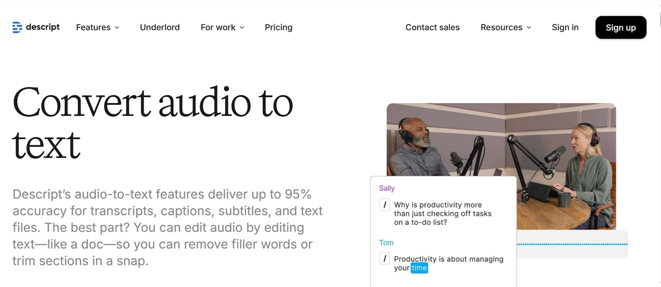 descript podcast transcription software