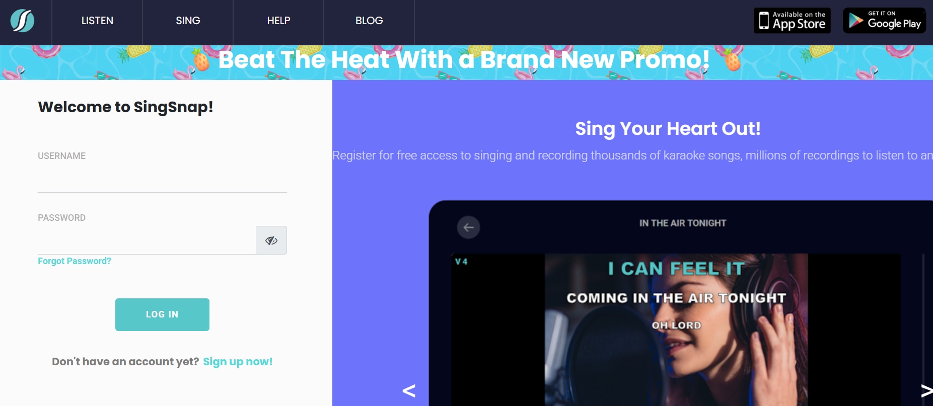 singsnap karaoke songs