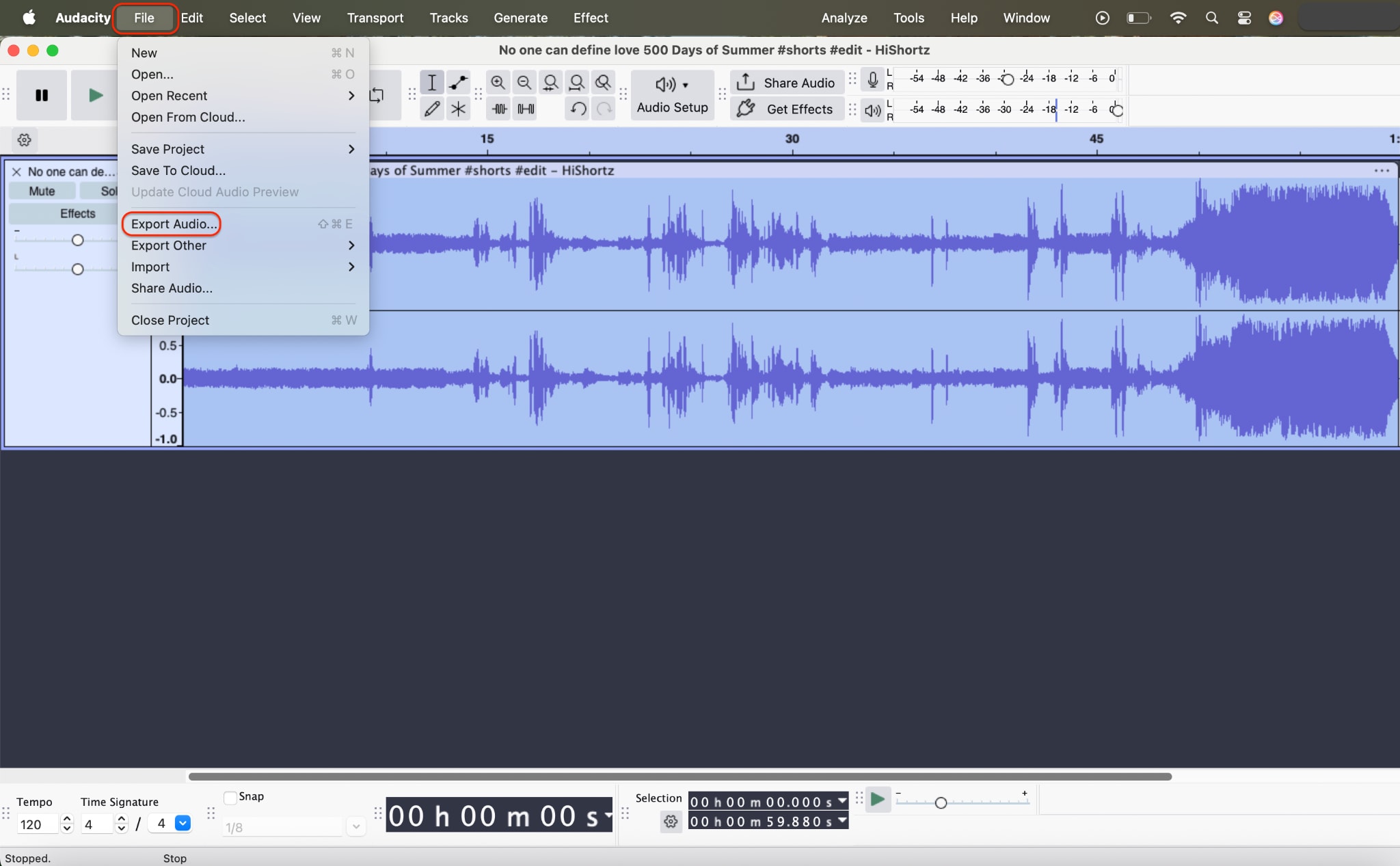 export your audio