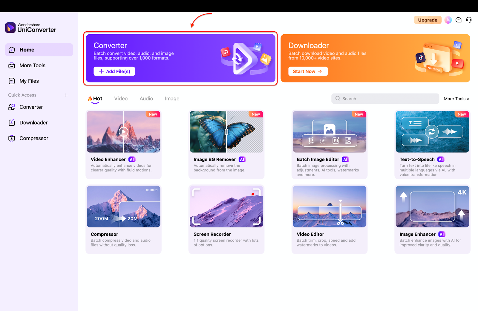 import video file in uniconverter