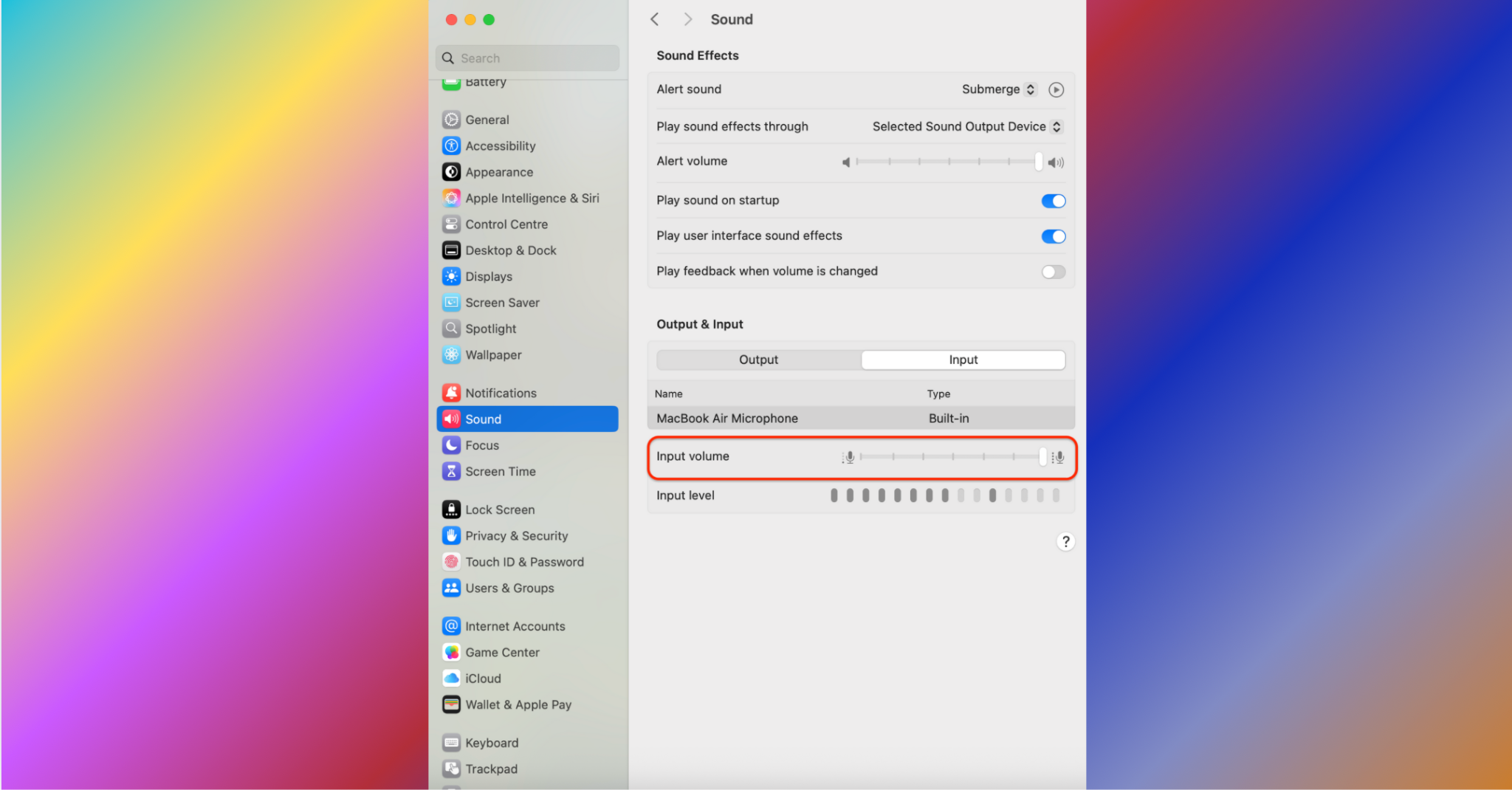 adjust input volume