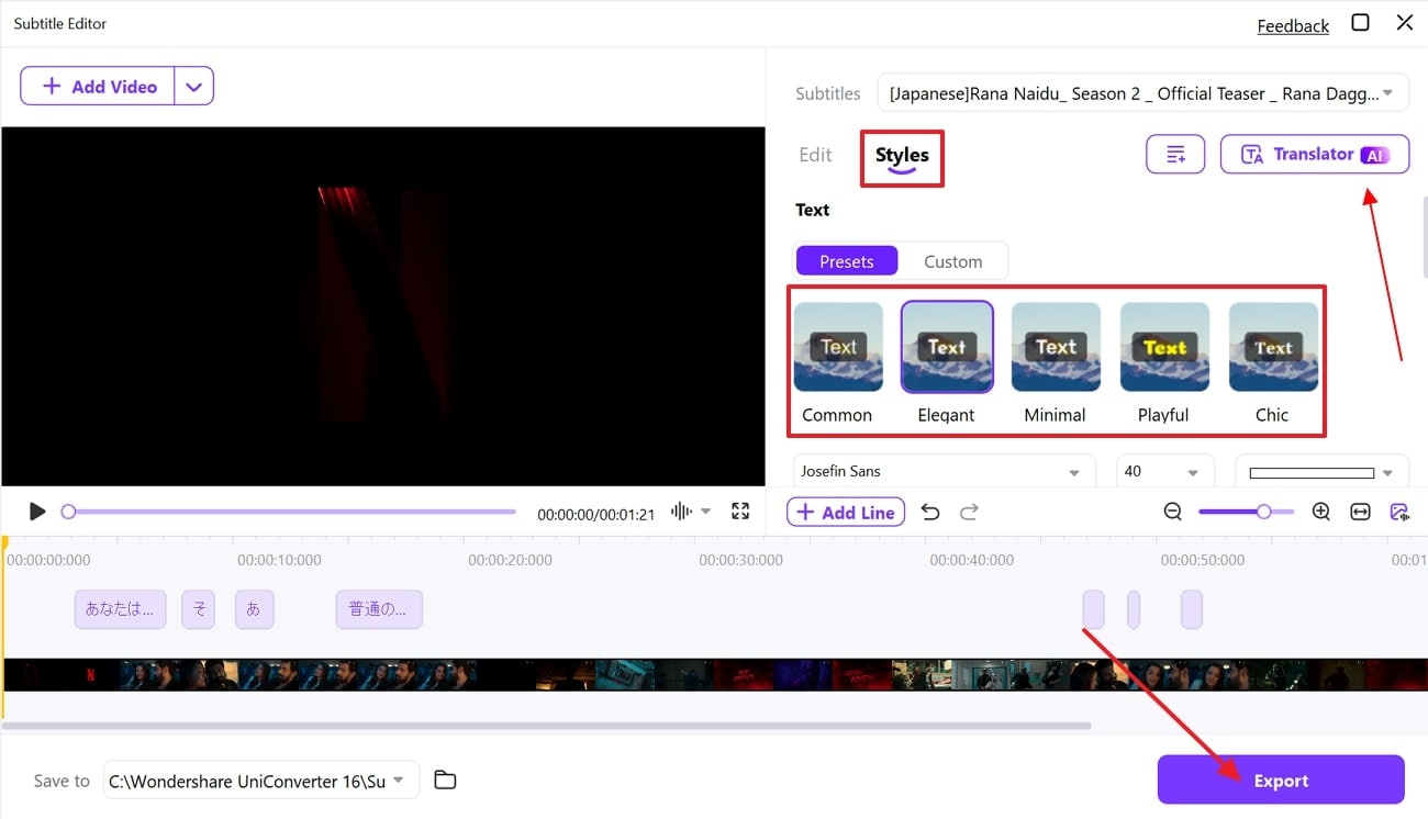 edit and translate subtitles uniconverter