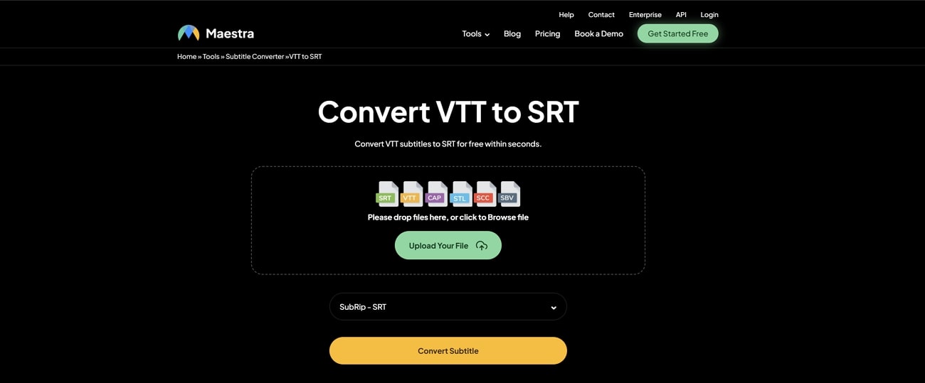 maestra vtt to srt converter