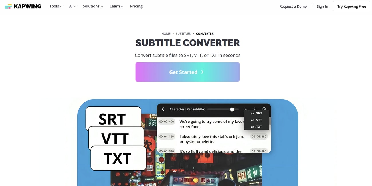 kapwing vtt to srt converter
