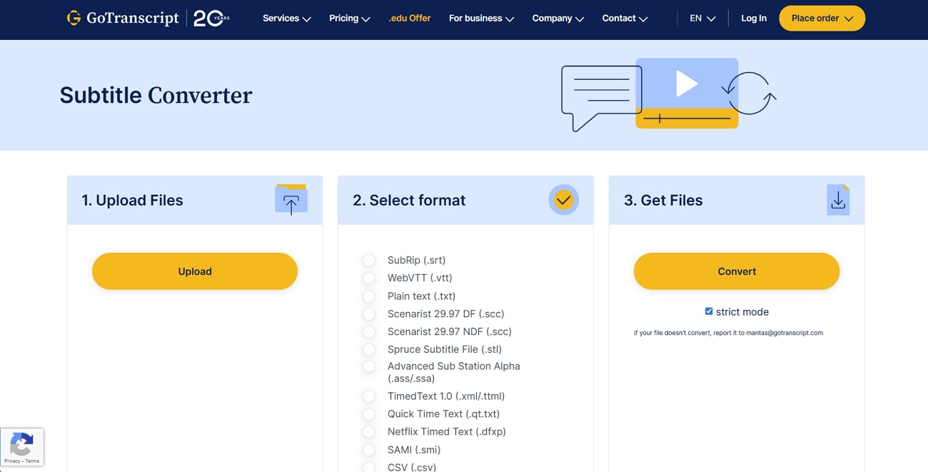 gotranscript vtt to srt converter