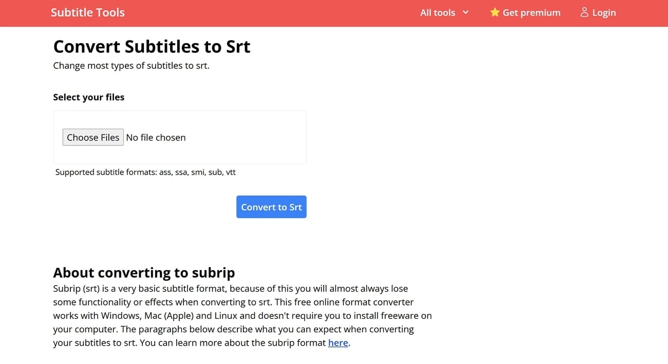 subtitle tools vtt to srt converter