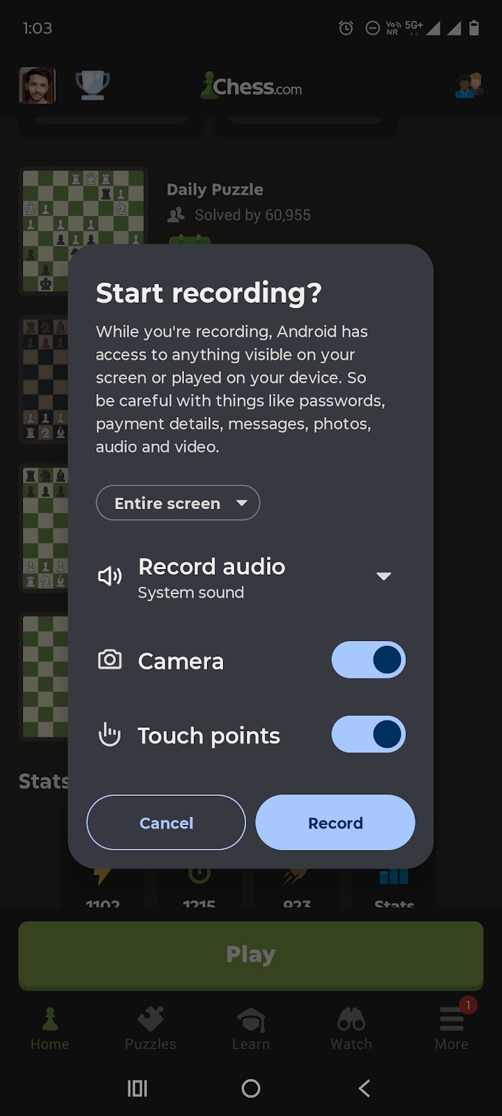 Roblox Gaming Screen Recording on Phone