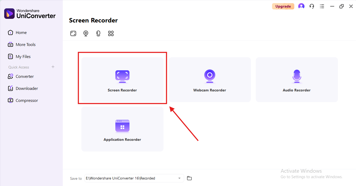 Screen recorder by UniConvertor tool