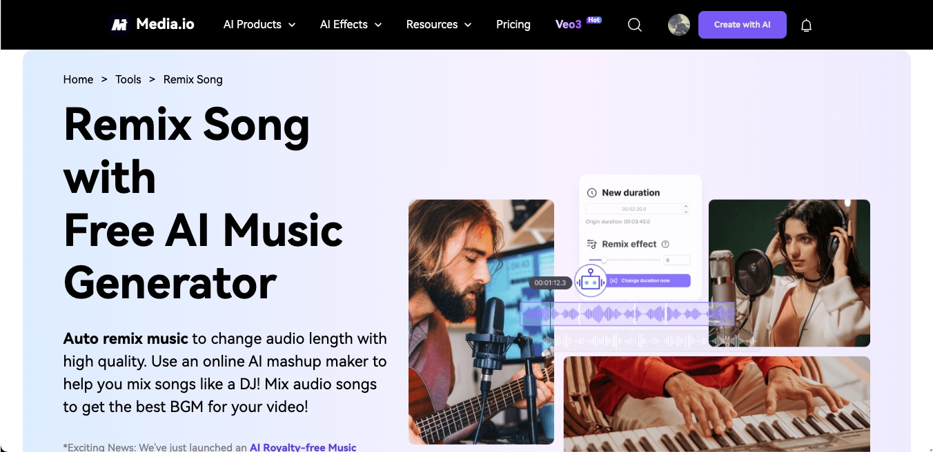 media.io music mashup remover