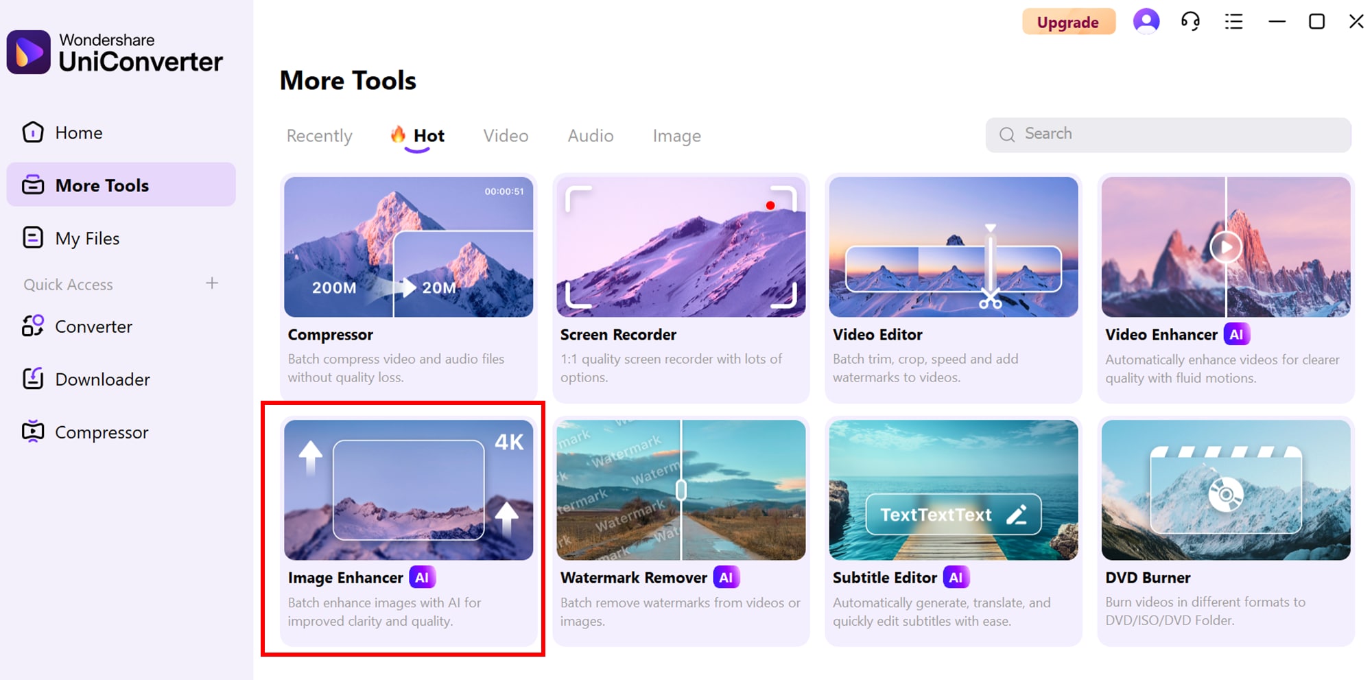 Enter AI image enhancer