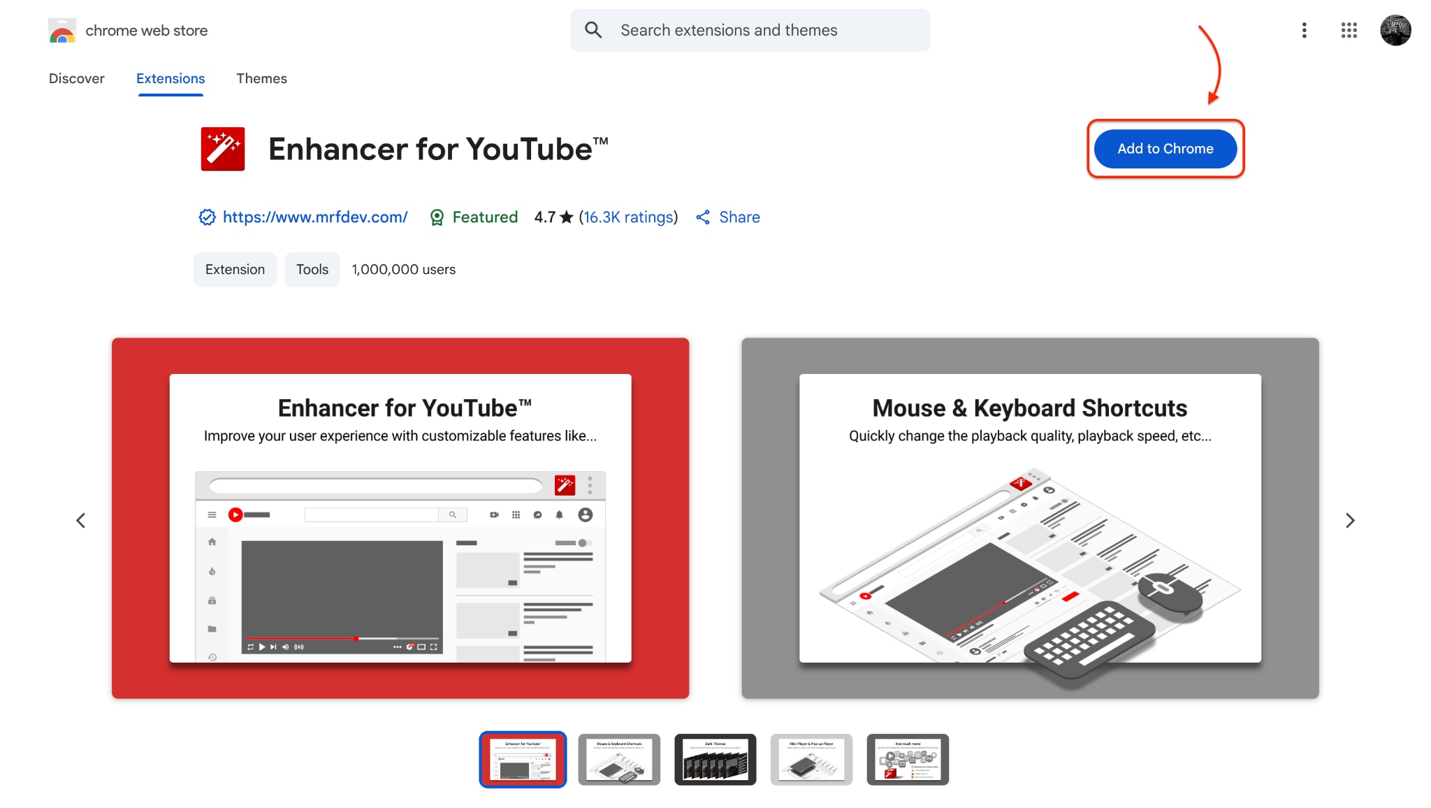 add enhancer for youtube extension to chrome