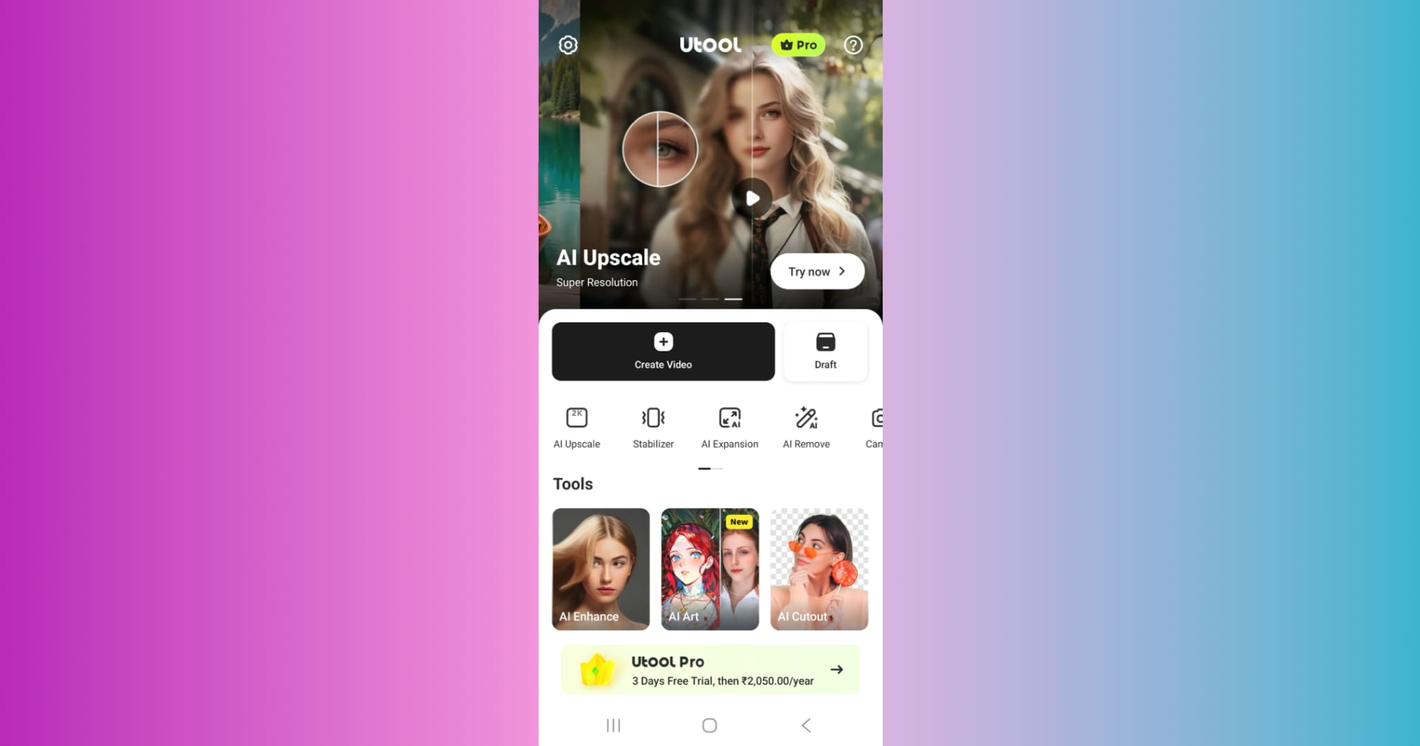 ai video enhancer homepage
