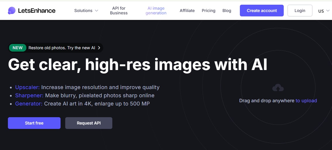 homepage image of let’s enhance software from its official website
