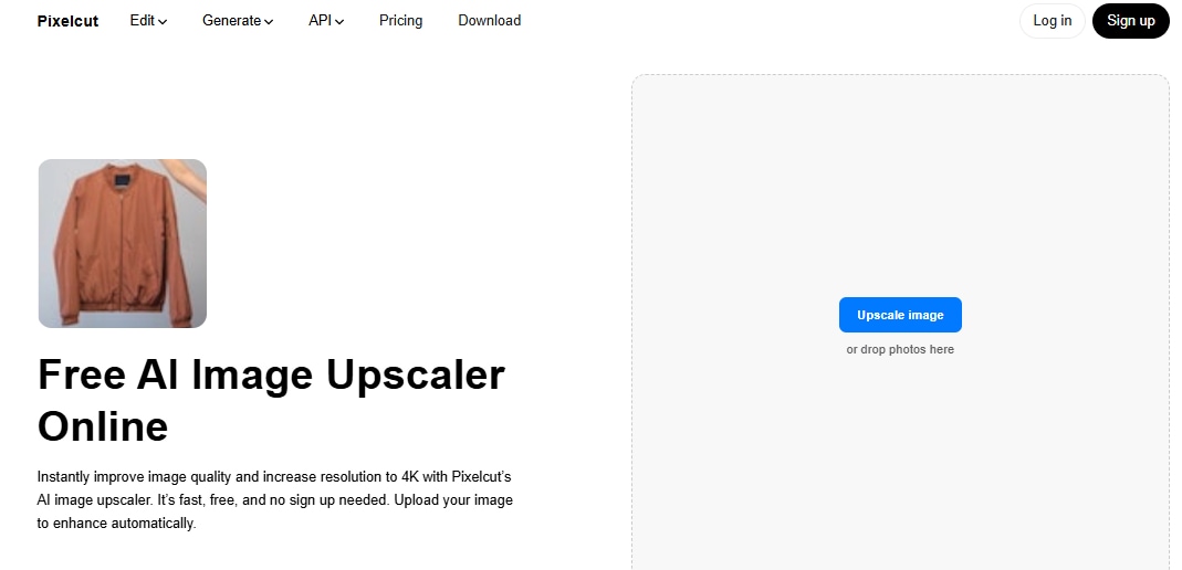 homepage image of pixelcut software from its official website