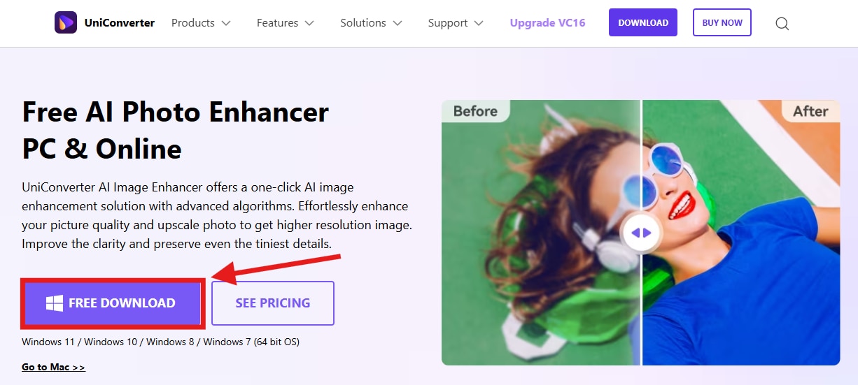 Download UniConverter from its official website