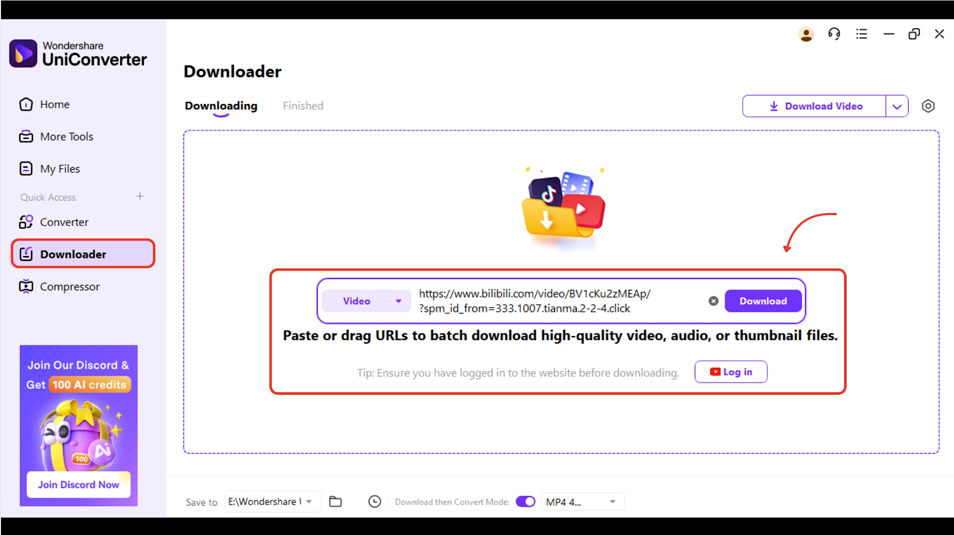paste the link inside the insertion box