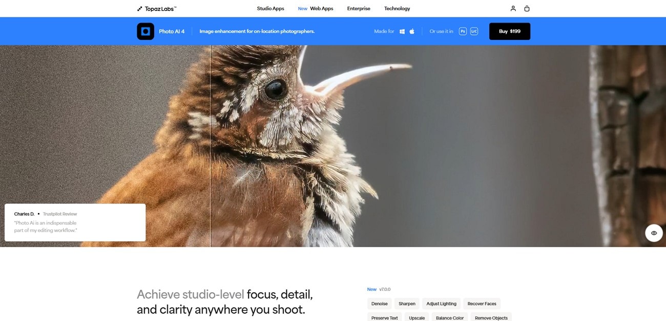 Topaz Labs: KI‑Bild schärfen & Rauschen reduzieren
