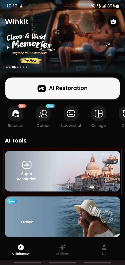 locate super resolution feature winkit