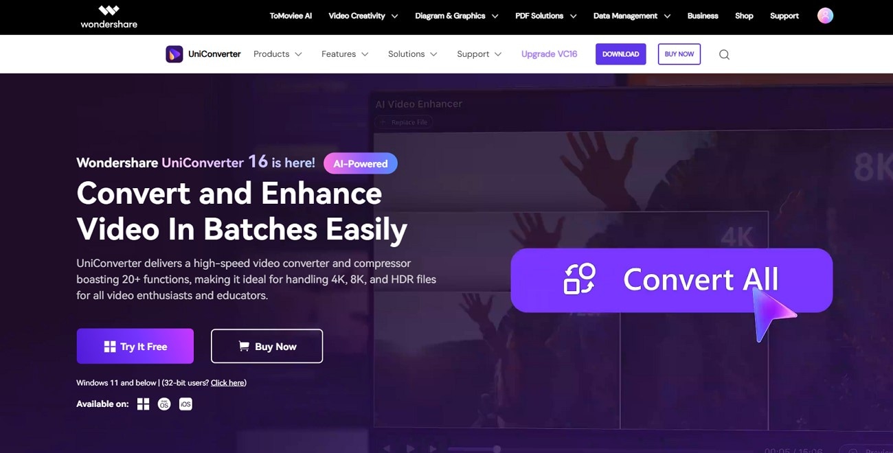 uniconverter free video enhancer ai software