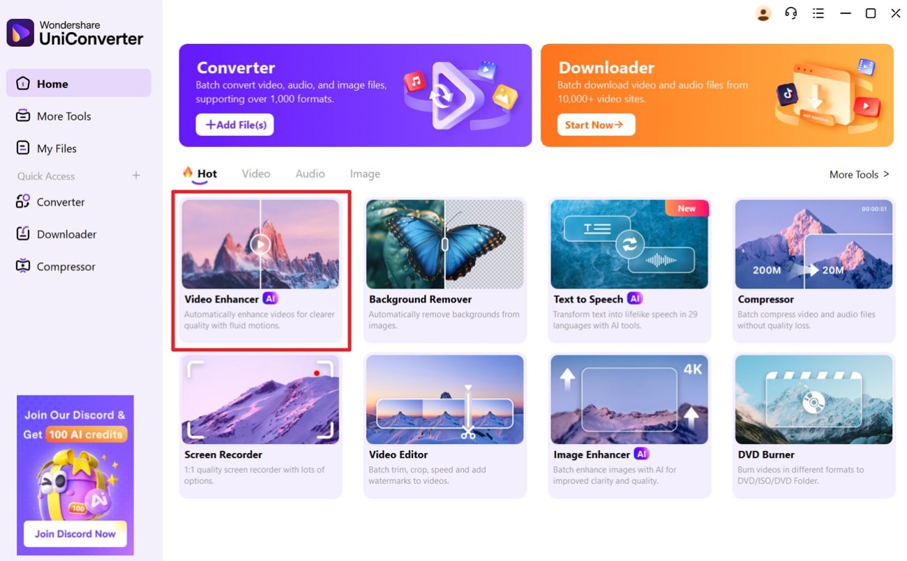 launch uniconverter access video enhancer free