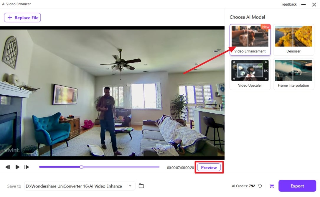 select video enhancement ai model